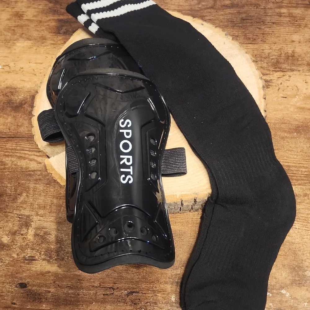 Black Soccer Sports Shin Guards and Socks sz M- L